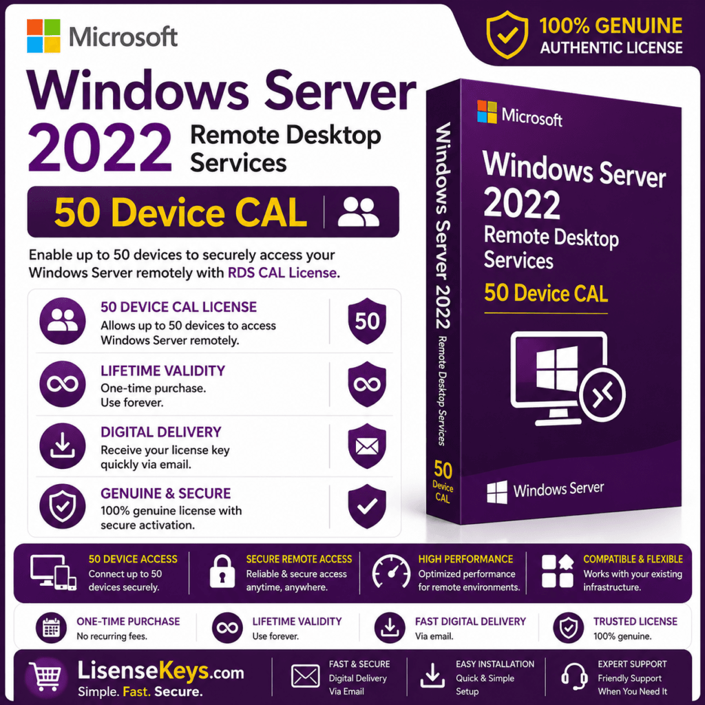 Windows Server 2022 Remote Desktop Service 50 Device CAL Windows Server 2022 RDS 50 Device CAL